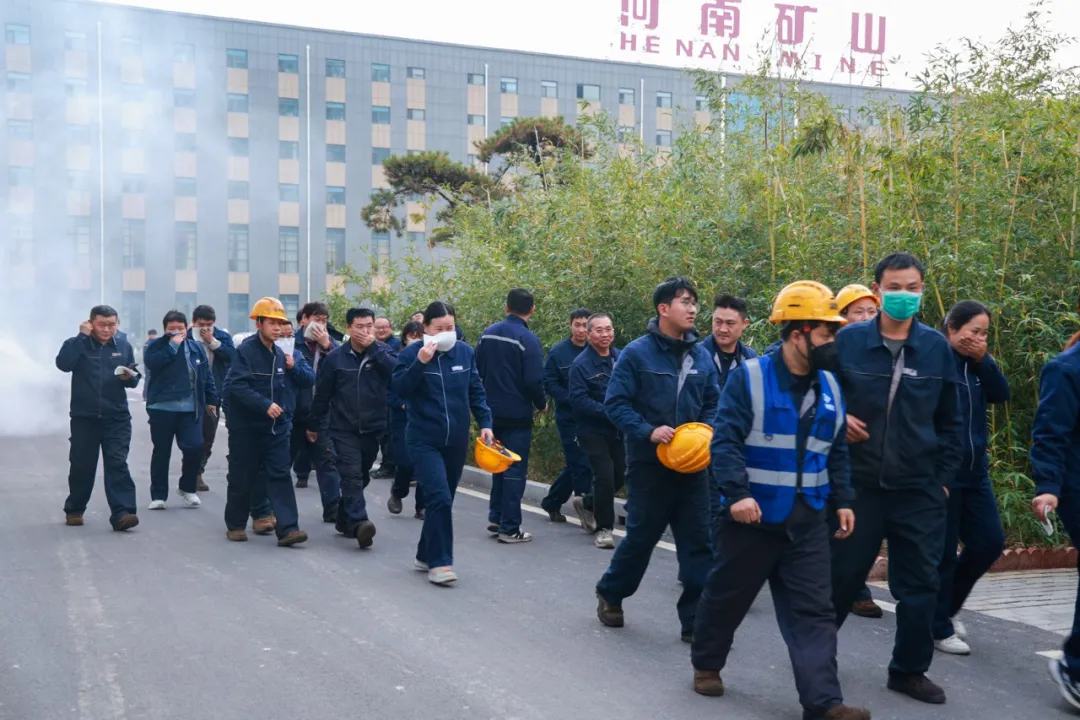Employees taking part in an evacuation exercise