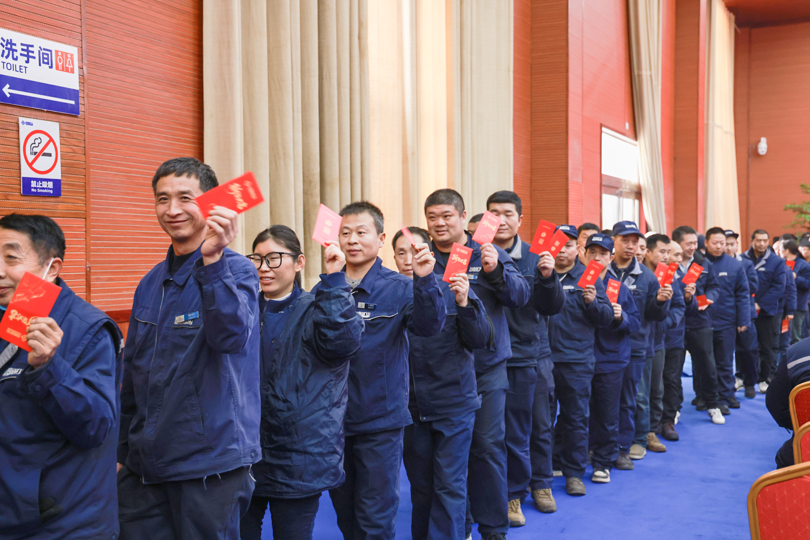 Employees queuing for the holiday programme at Henan Mine Crane before the Lunar New Year
