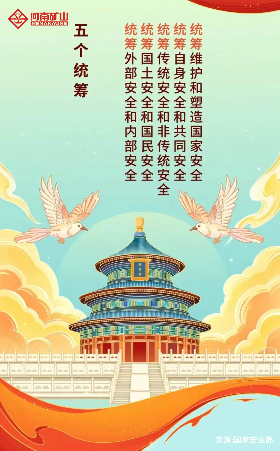 Green security awareness poster with a Temple of Heaven illustration Green security awareness poster with a Temple of Heaven illustration