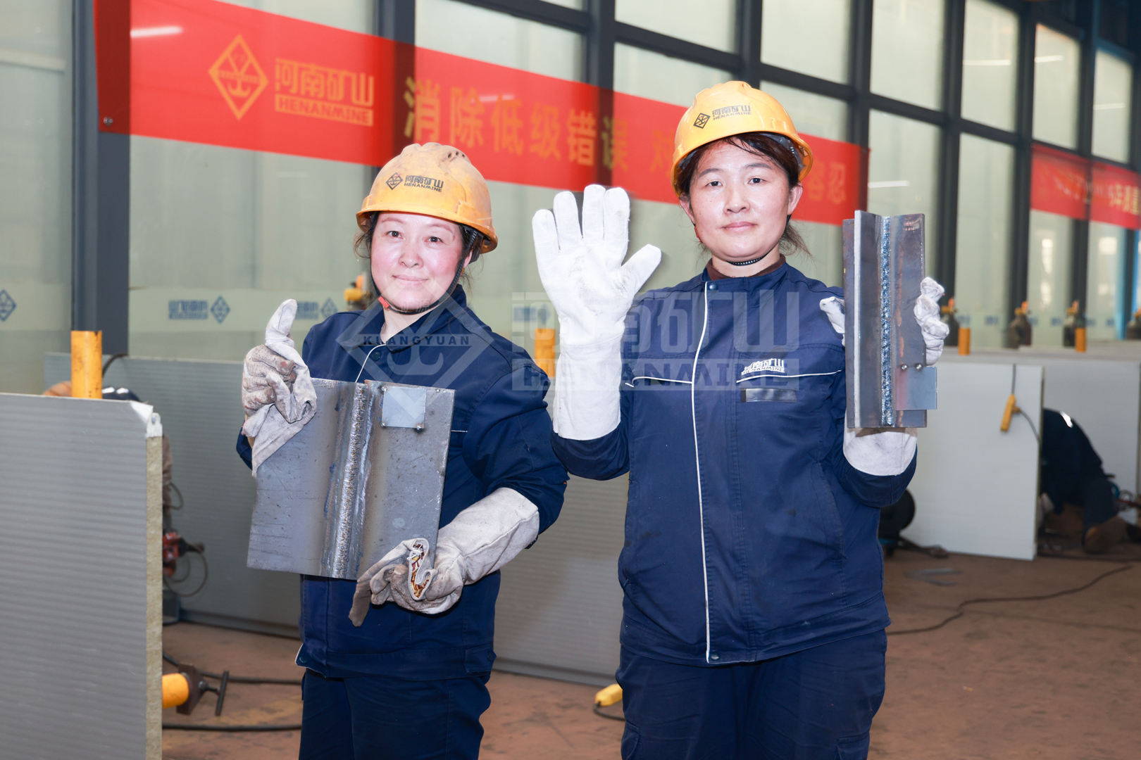 Welding competition participants wearing protective equipment