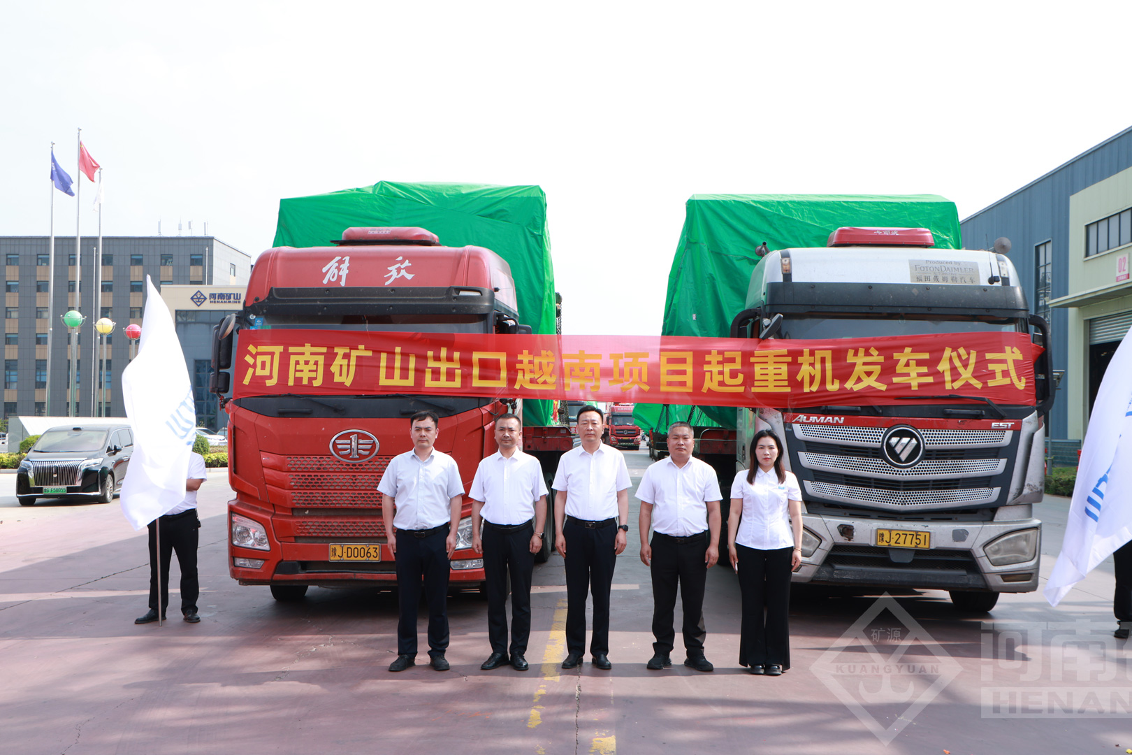 Crane shipment trucks assembled outside the factory