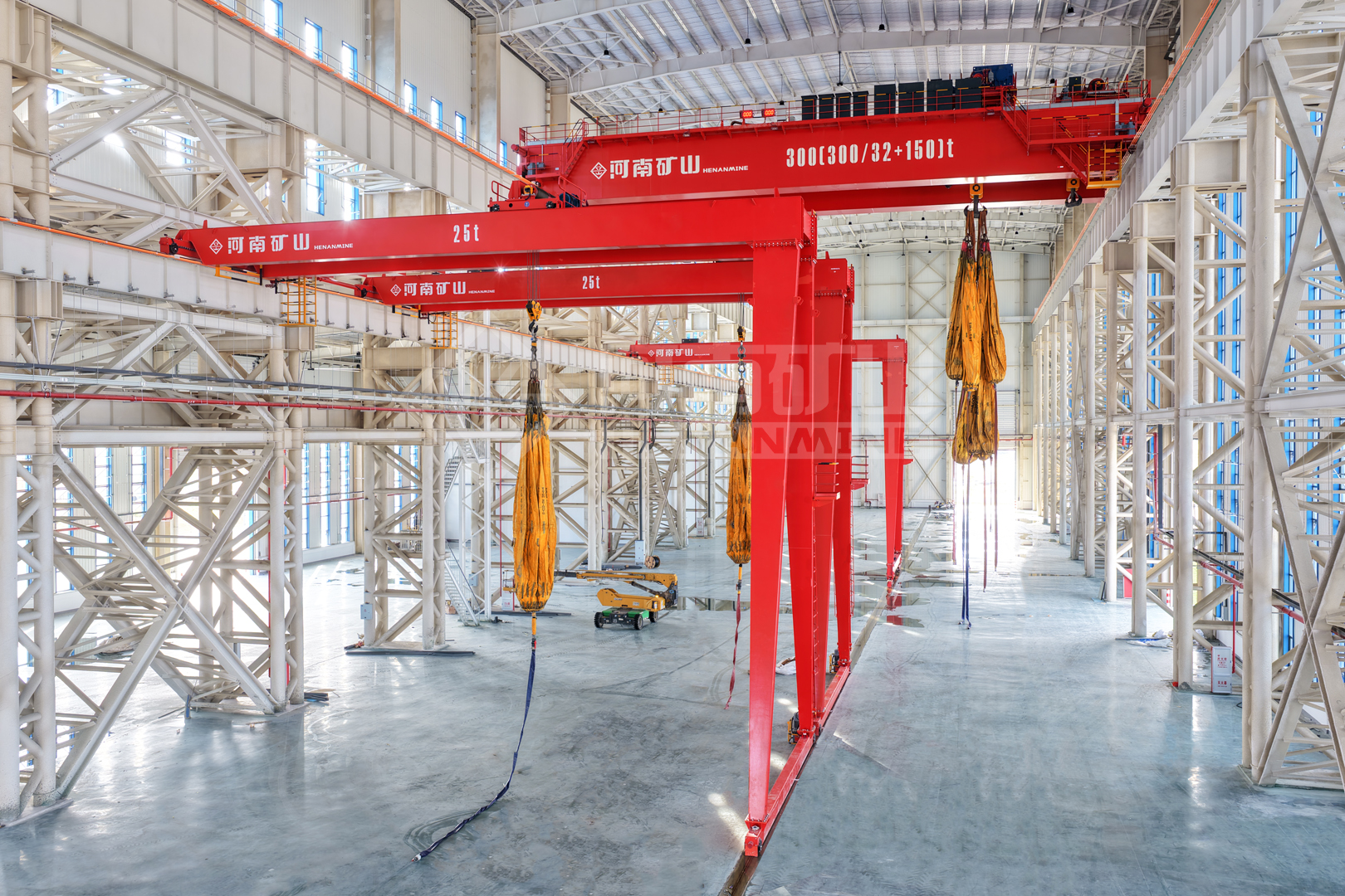 Heavy-duty overhead cranes spanning the equipment manufacturing building