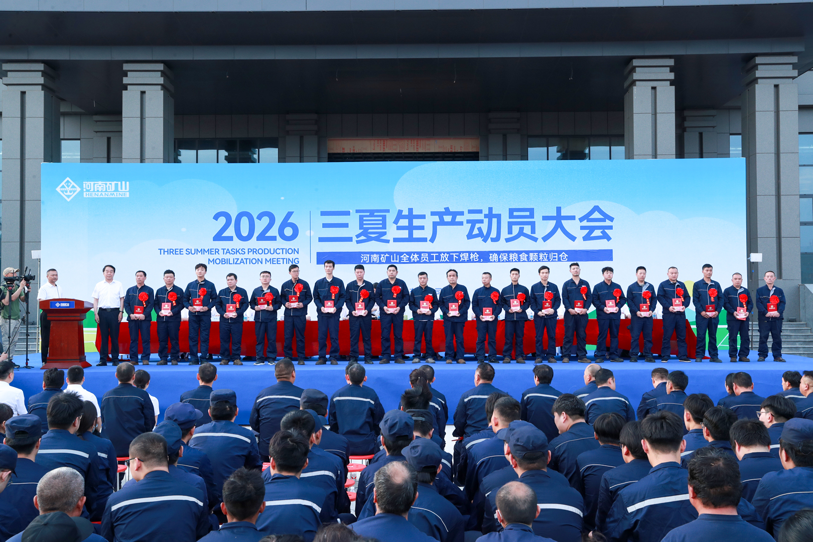 Workshop employees recognised during the company meeting