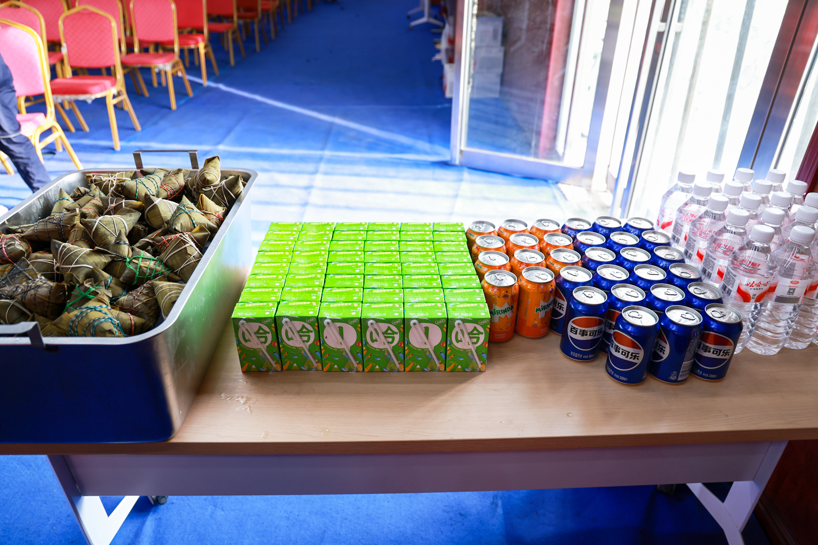 Refreshments prepared for the employee film activity