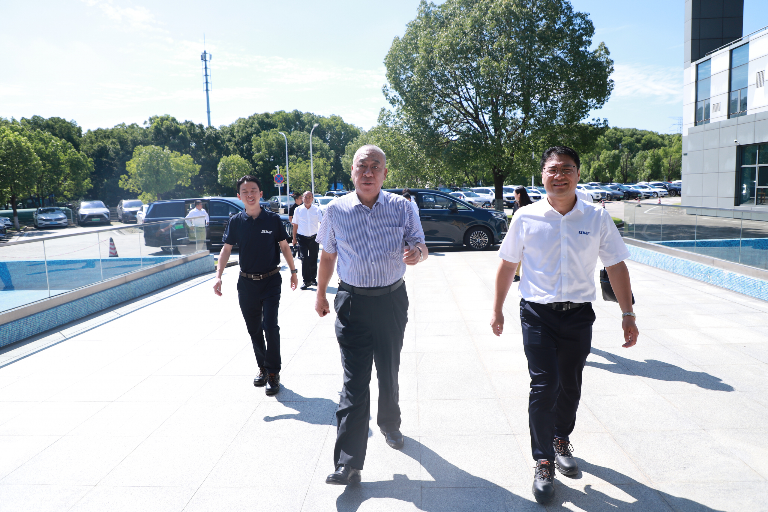 Visitors walking through the SKF site