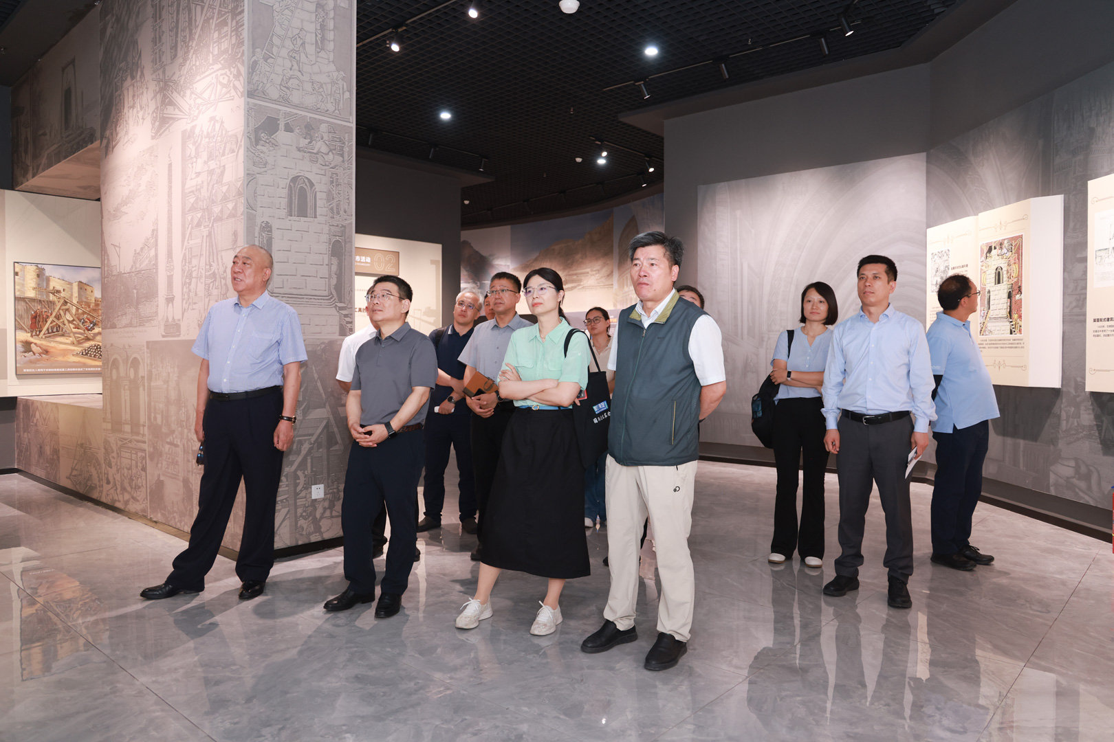 Delegation viewing exhibits in the crane museum Delegation viewing exhibits in the crane museum