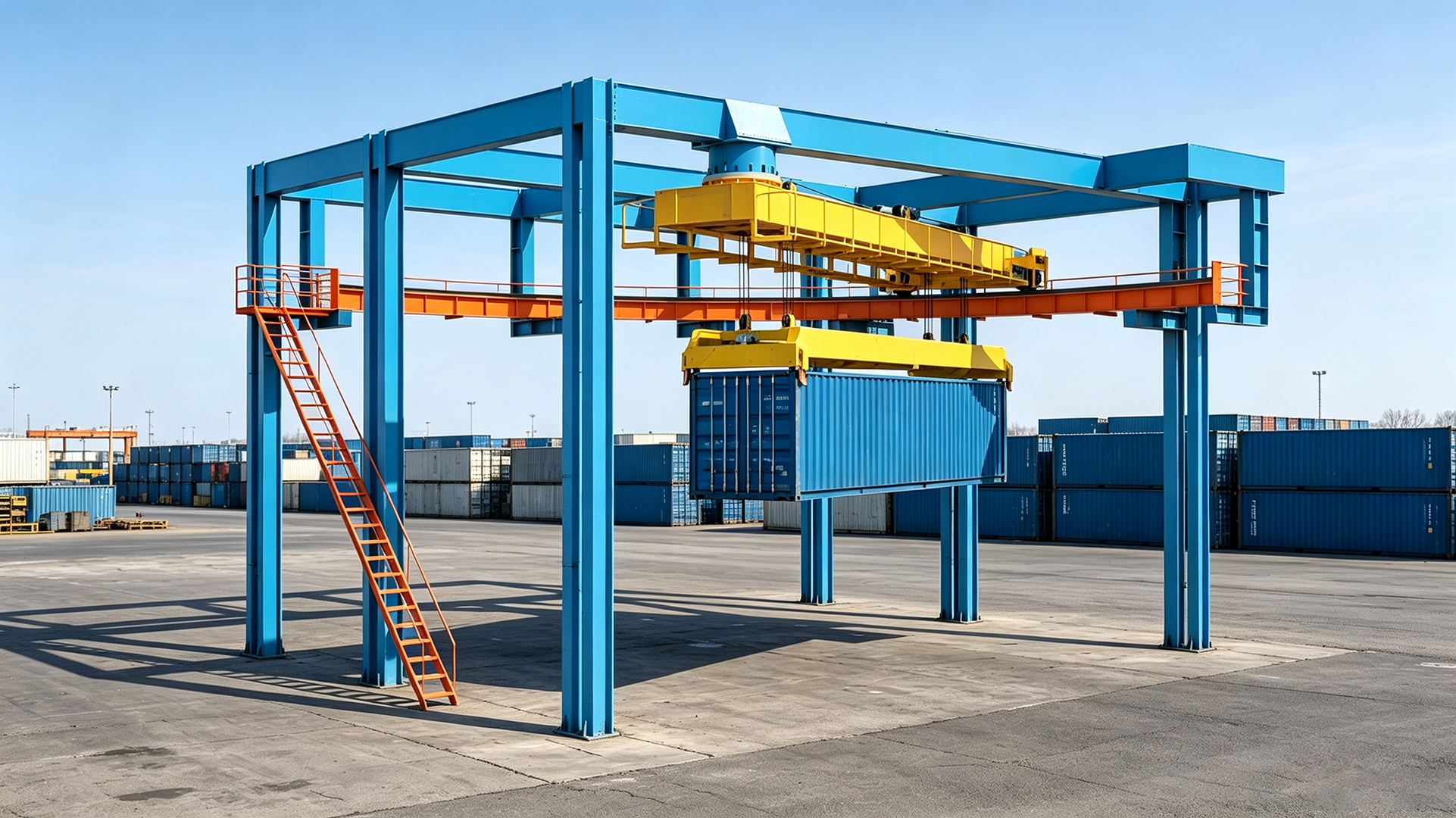 Rail-mounted gantry crane and lifting spreader Rail-mounted gantry crane and lifting spreader