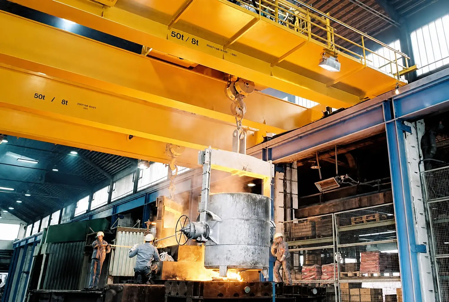 32t Foundry Ladle Cranes 800°C Radiant Heat Engineering with Dual Emergency Brakes