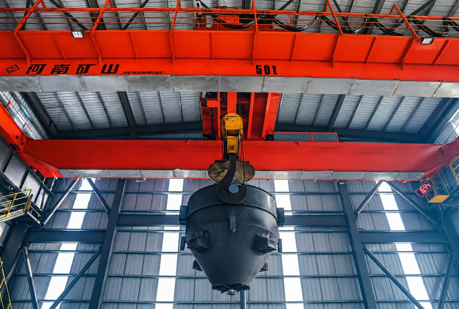 50t Steel Mill Billet Cranes: Continuous 247 Duty Cycle with Heavy Motorized Tongs