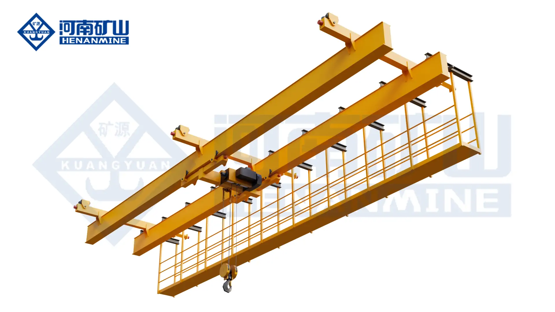 large-span suspended ceiling crane configuration for aircraft hangar operations