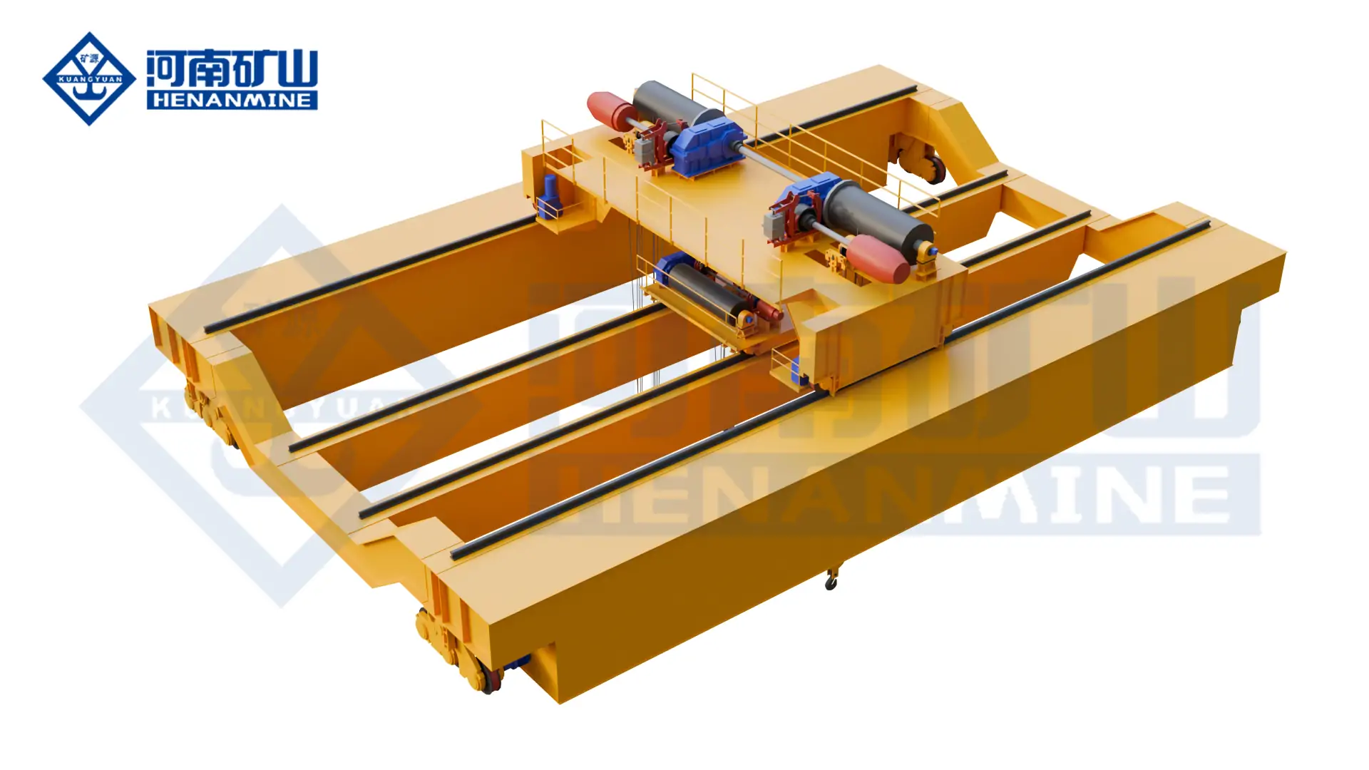 four-girder six-rail casting crane showing heavy metallurgical runway interfaces