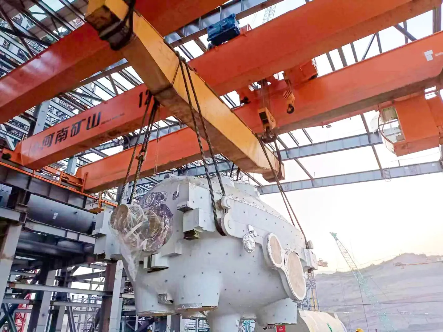 120 ton Henan Mine Crane bridge crane lifting equipment at an Indonesian thermal power project