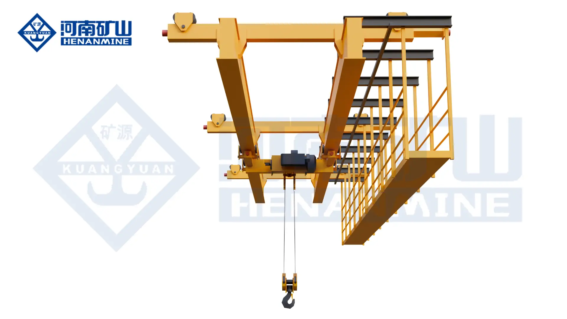 multi-support ceiling crane with underhung bridge and roof-supported runways