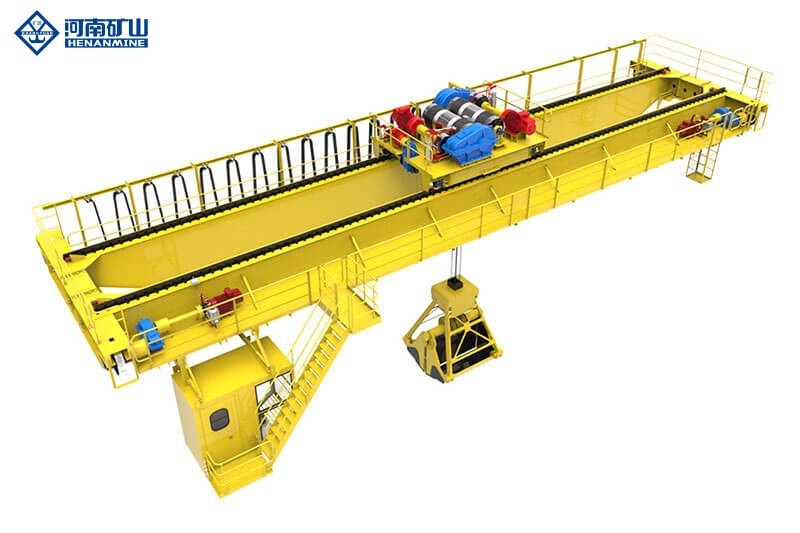 unmanned grab bucket overhead crane in a steel plant bulk material process
