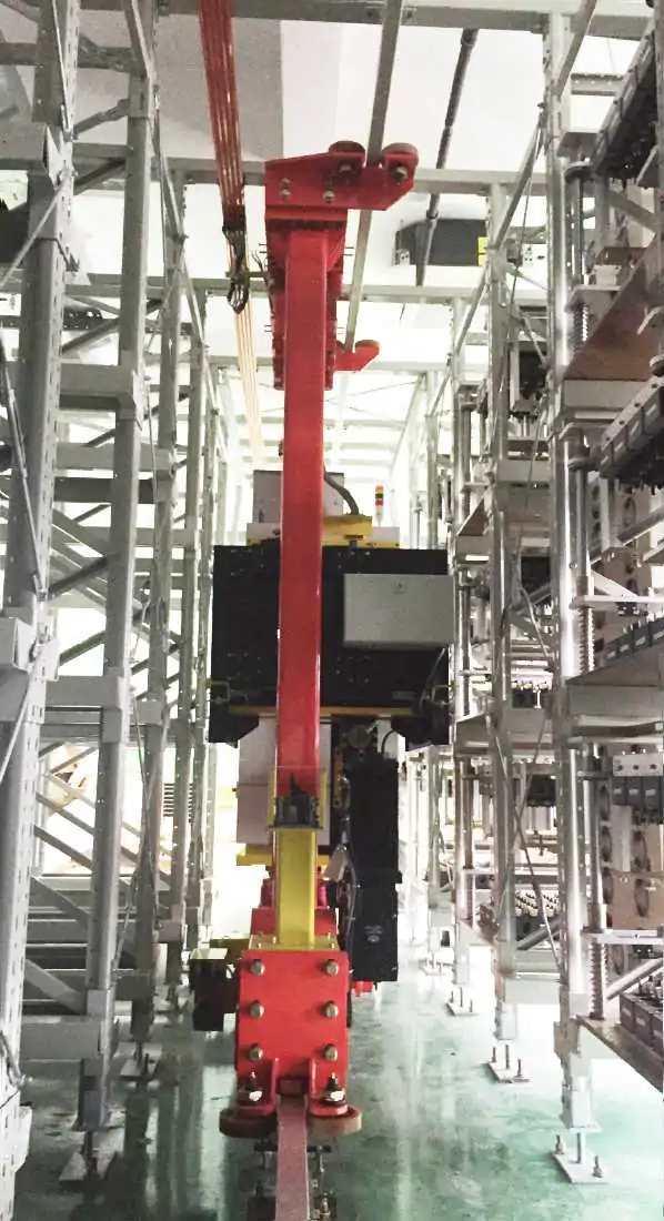 Automated stacker crane positioning at a high-bay rack location