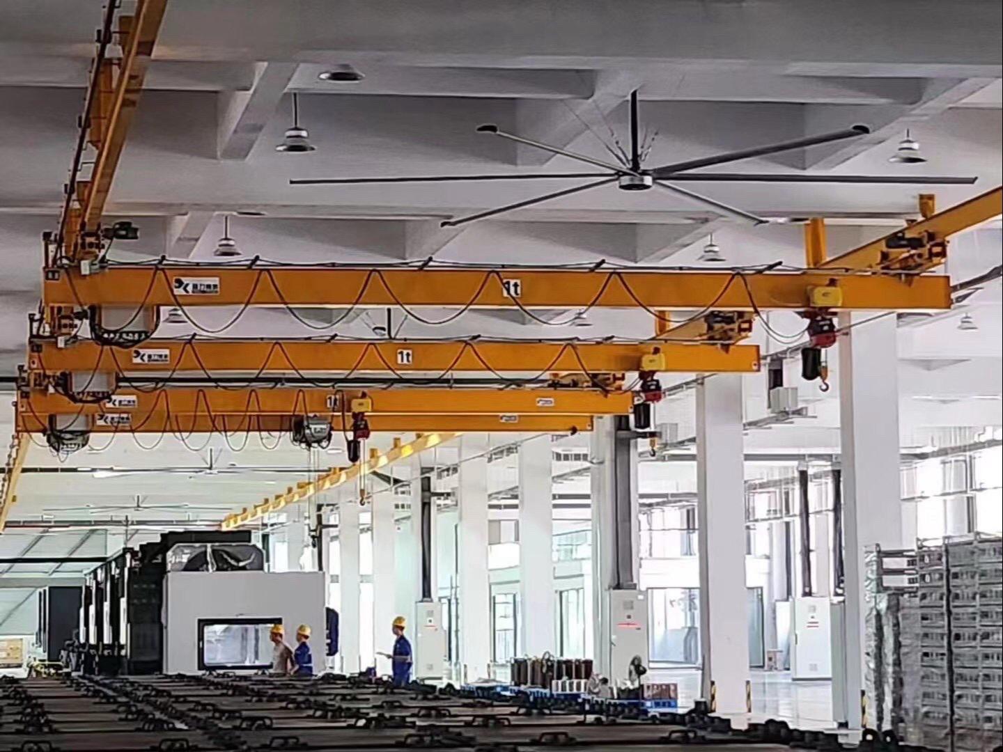 multi-point suspension crane layout for aircraft component lifting